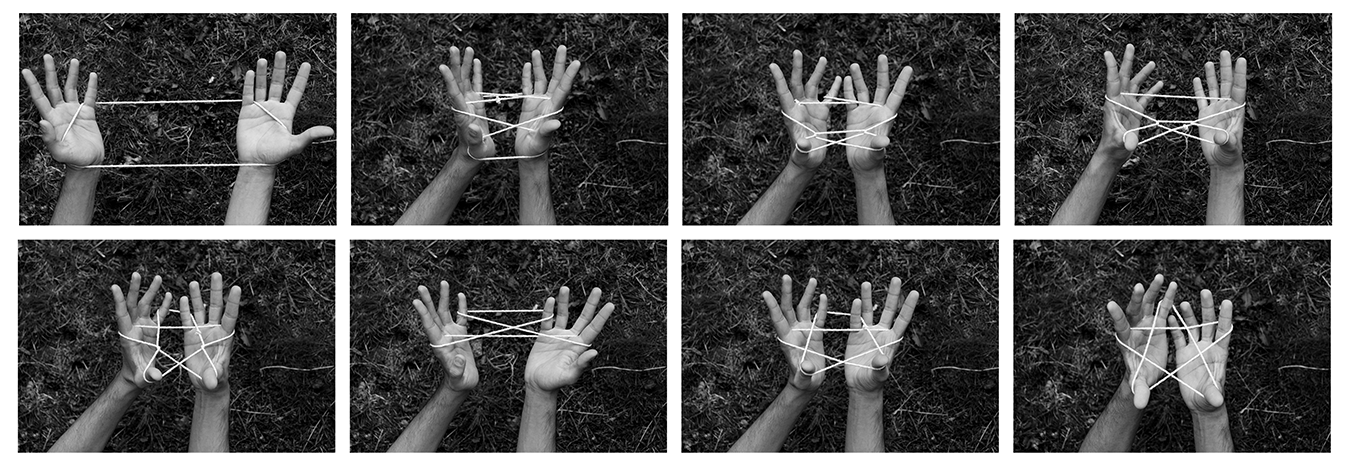 Sequência fotográfica Homenagem a Pitágoras (2012) de Felippe Moraes mostrando a formação gradual de um pentagrama.