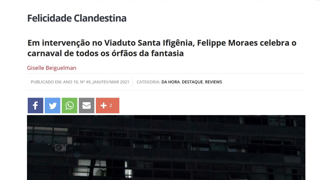 Felippe Moraes na Revista seLecT – crítica de Giselle Beiguelman sobre o projeto Samba Exaltação