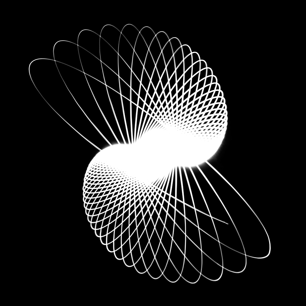 Fotografia da série Movimento Pendular de Felippe Moraes mostrando rastro de luz produzido por lanterna em movimento pendular.