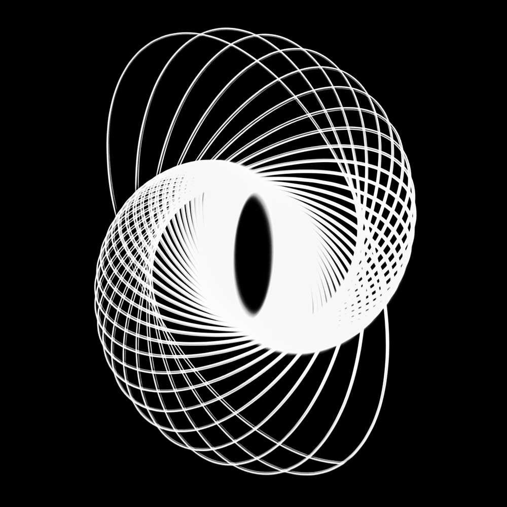 Fotografia da série Movimento Pendular de Felippe Moraes mostrando rastro de luz produzido por lanterna em movimento pendular.