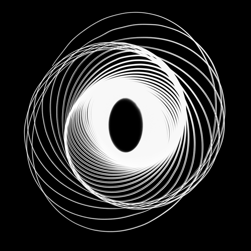 Fotografia da série Movimento Pendular de Felippe Moraes mostrando rastro de luz produzido por lanterna em movimento pendular.