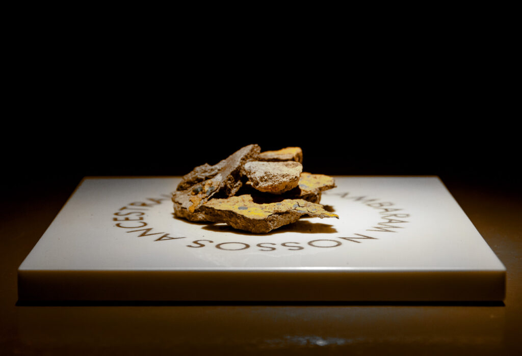 Fragmento urbano incorporado à obra Aqui Passaram (2025), de Felippe Moraes, relacionando samba, carnaval e memória do Rio de Janeiro.