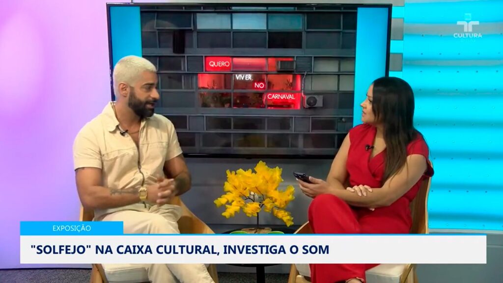 Felippe Moraes em entrevista ao programa TVC Entrevista, da TV Cultura Brasília, sobre a exposição Solfejo na CAIXA Cultural Brasília, em 11 de abril de 2024.